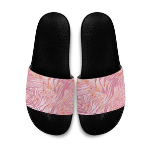 African Zebra Leopard Pattern Slide Sandals Blush Savannah