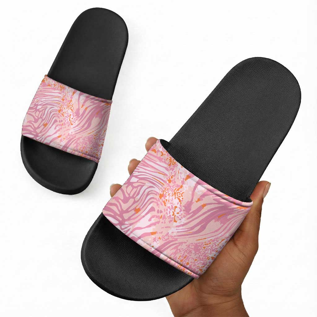African Zebra Leopard Pattern Slide Sandals Blush Savannah