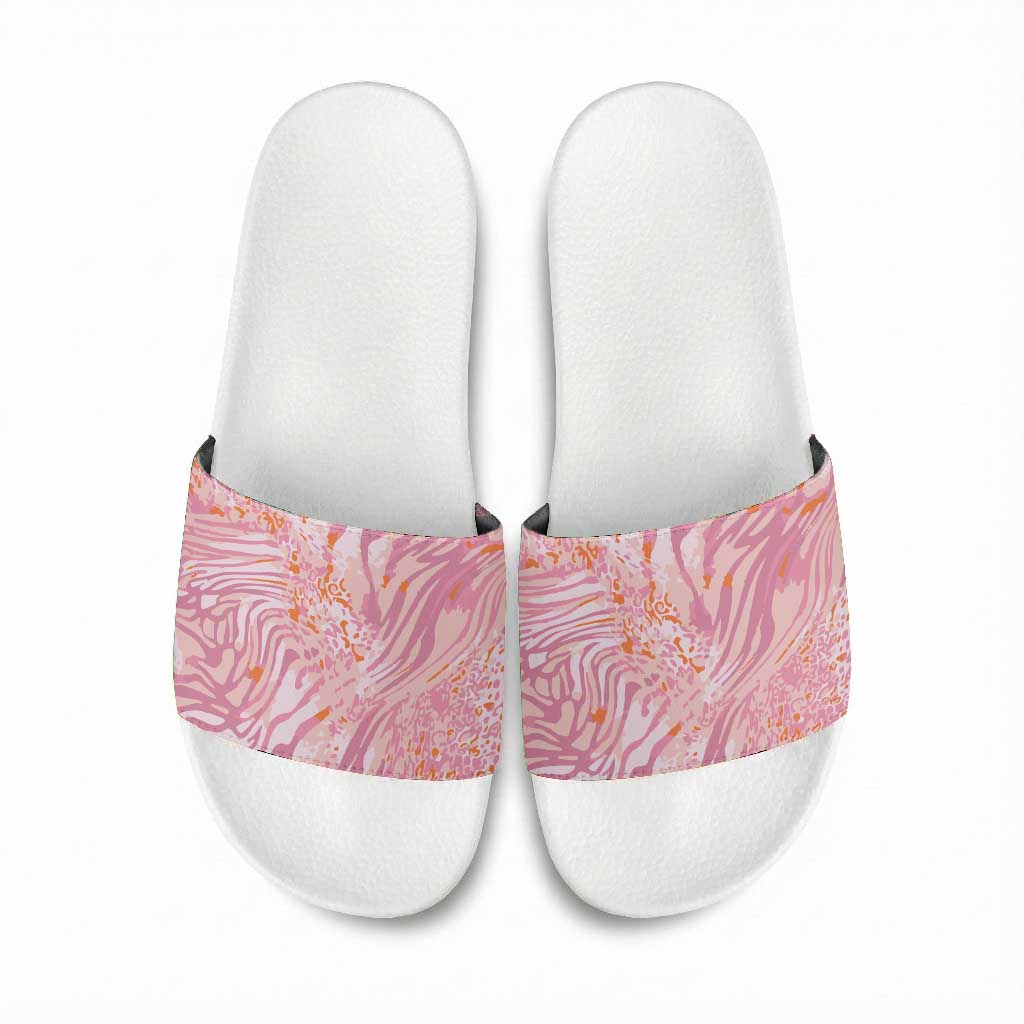 African Zebra Leopard Pattern Slide Sandals Blush Savannah