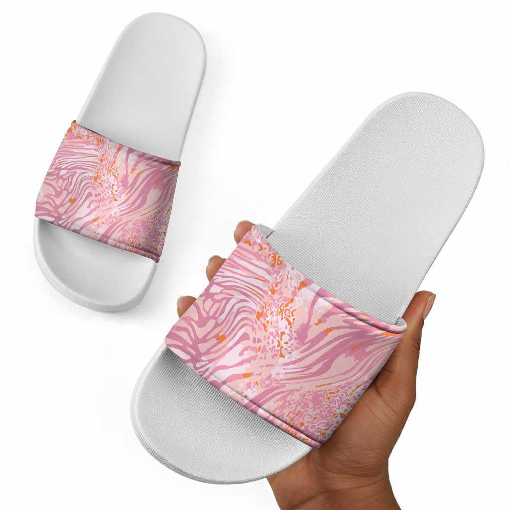 African Zebra Leopard Pattern Slide Sandals Blush Savannah