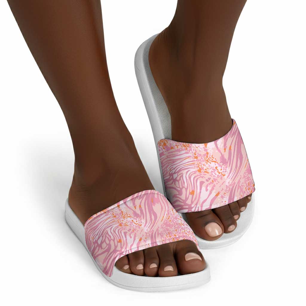 African Zebra Leopard Pattern Slide Sandals Blush Savannah