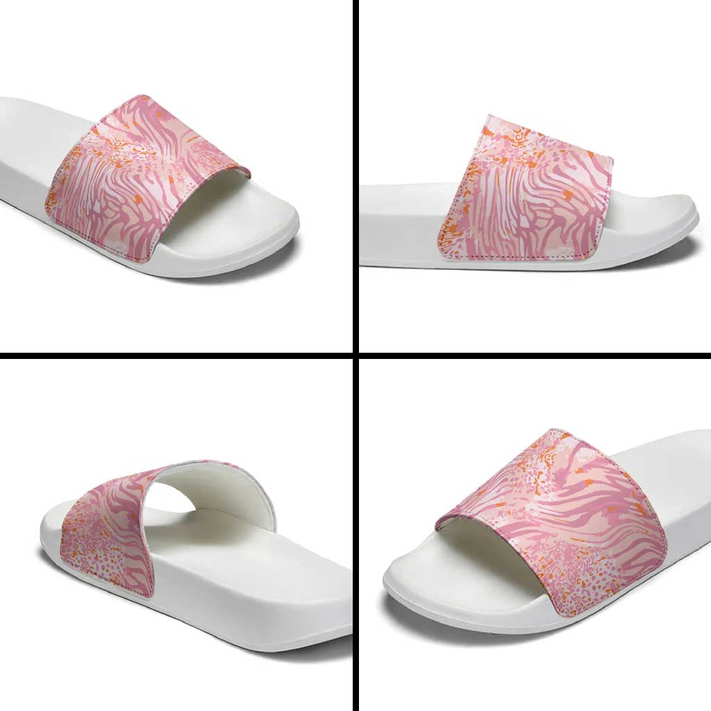 African Zebra Leopard Pattern Slide Sandals Blush Savannah