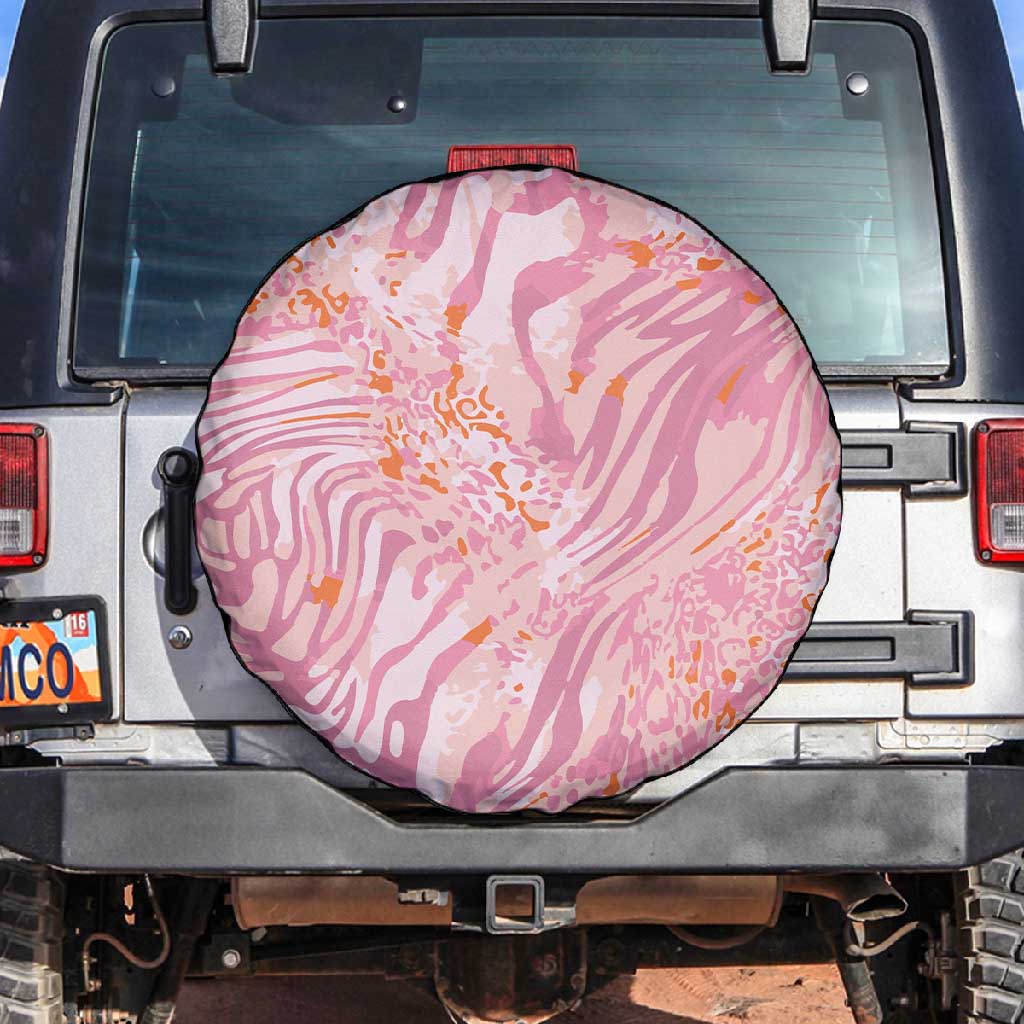 African Zebra Leopard Pattern Spare Tire Cover Blush Savannah