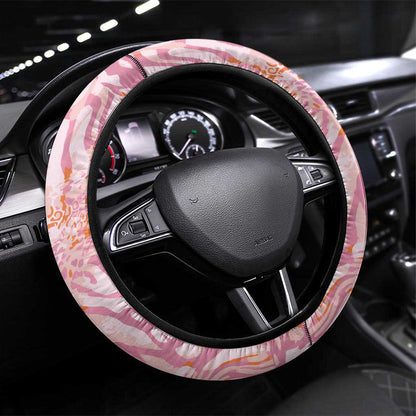 African Zebra Leopard Pattern Steering Wheel Cover Blush Savannah