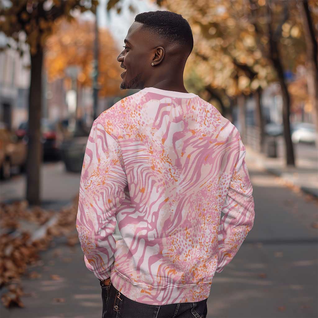 African Zebra Leopard Pattern Sweatshirt Blush Savannah