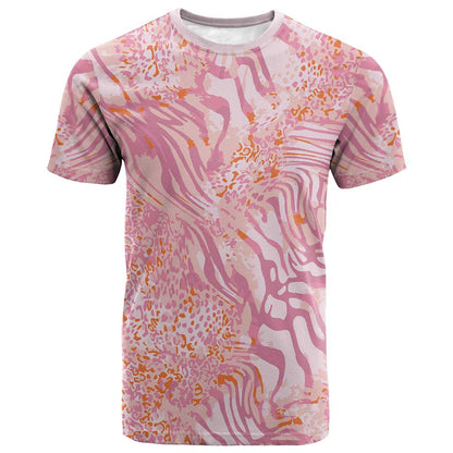 African Zebra Leopard Pattern T shirt Blush Savannah