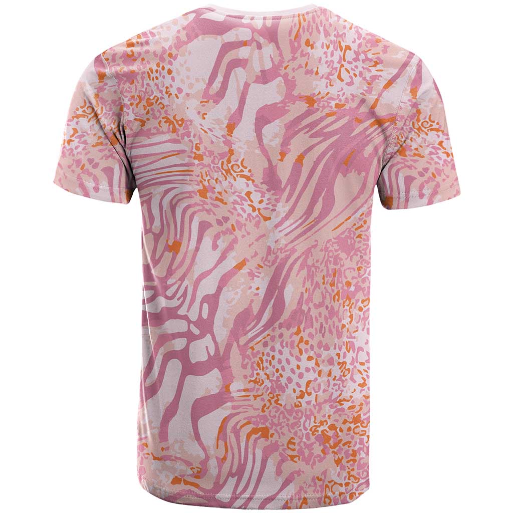 African Zebra Leopard Pattern T shirt Blush Savannah