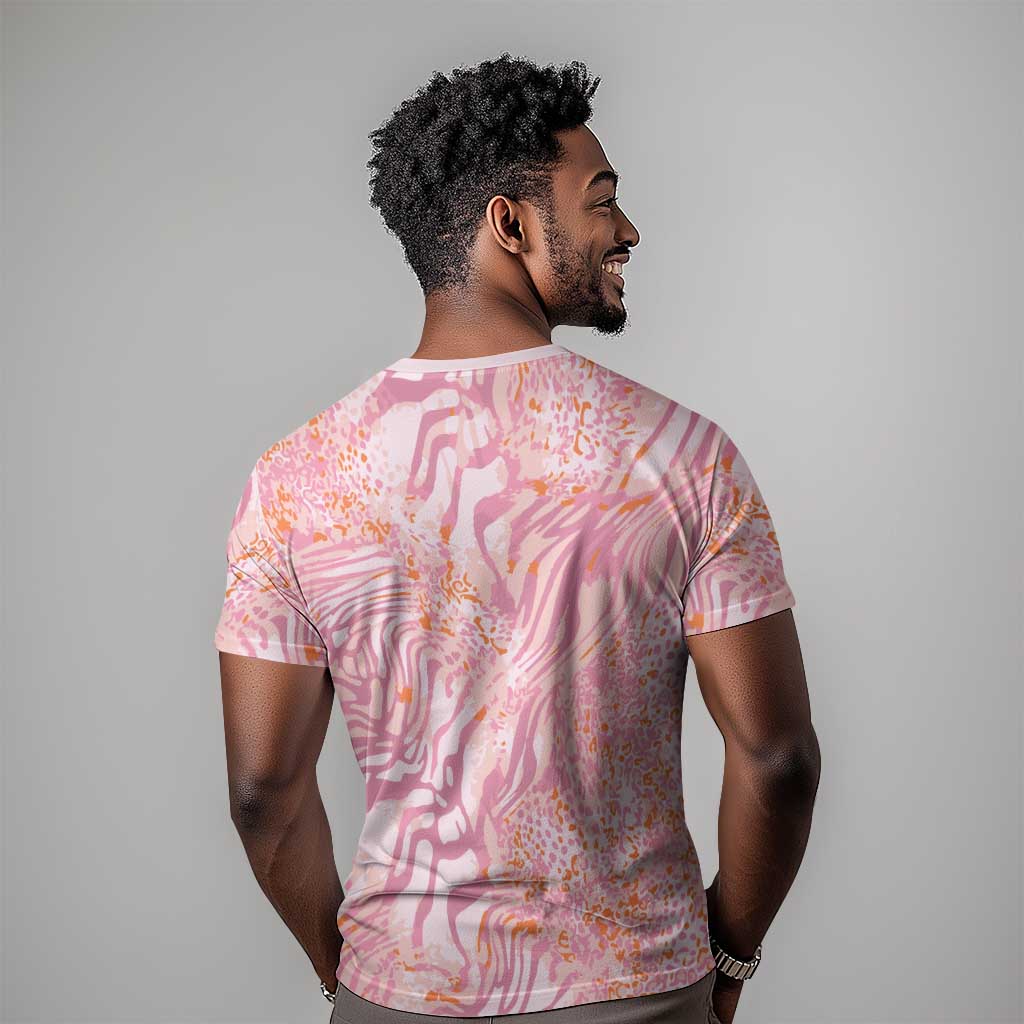 African Zebra Leopard Pattern T shirt Blush Savannah