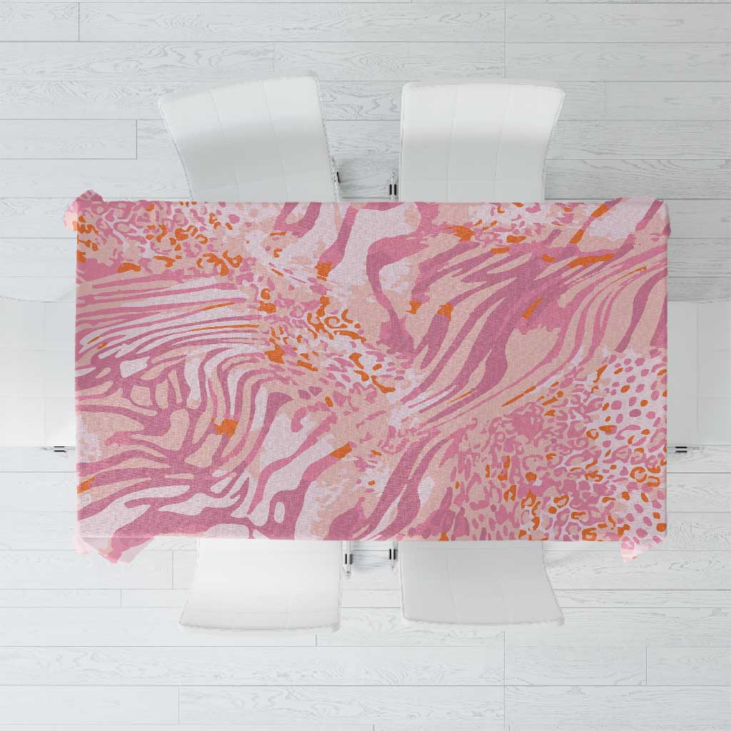 African Zebra Leopard Pattern Tablecloth Blush Savannah