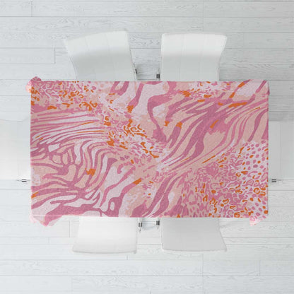 African Zebra Leopard Pattern Tablecloth Blush Savannah