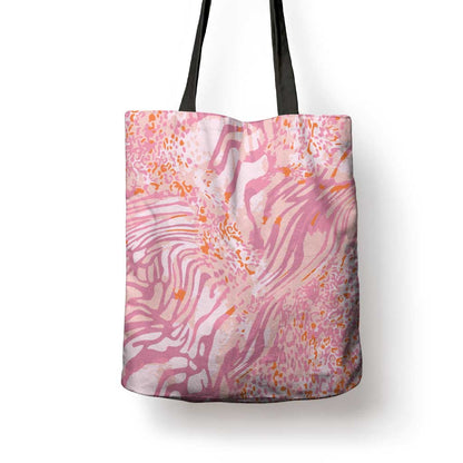 African Zebra Leopard Pattern Tote Bag Blush Savannah