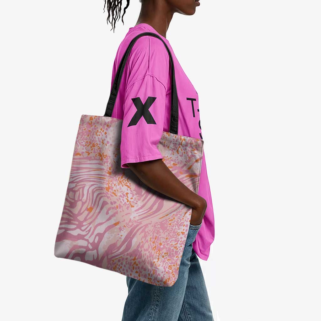 African Zebra Leopard Pattern Tote Bag Blush Savannah
