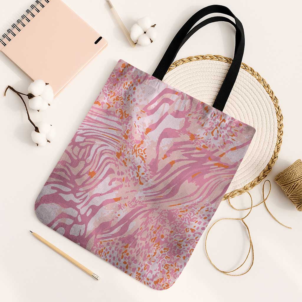 African Zebra Leopard Pattern Tote Bag Blush Savannah