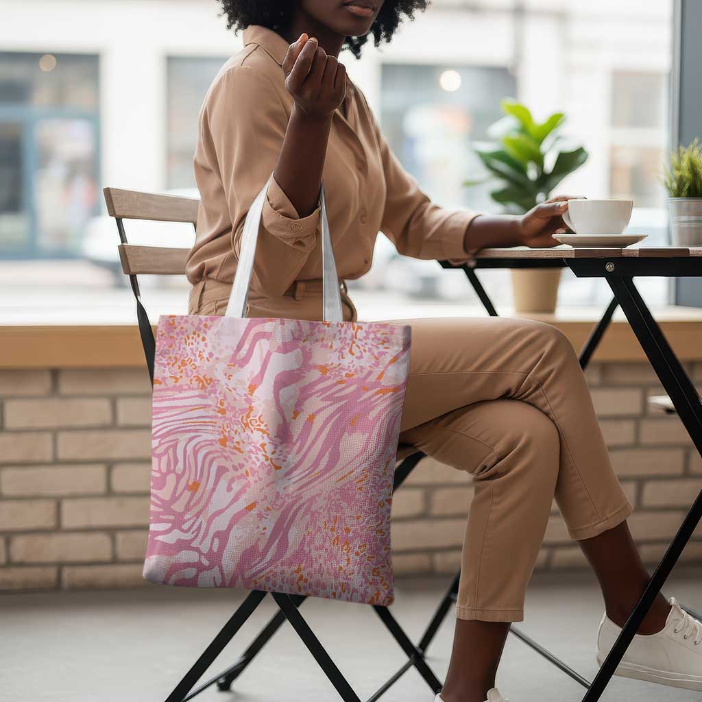 African Zebra Leopard Pattern Tote Bag Blush Savannah