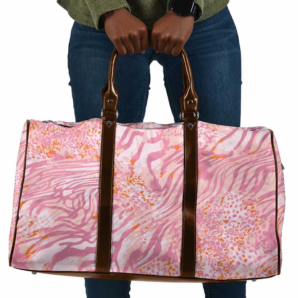 African Zebra Leopard Pattern Travel Bag Blush Savannah