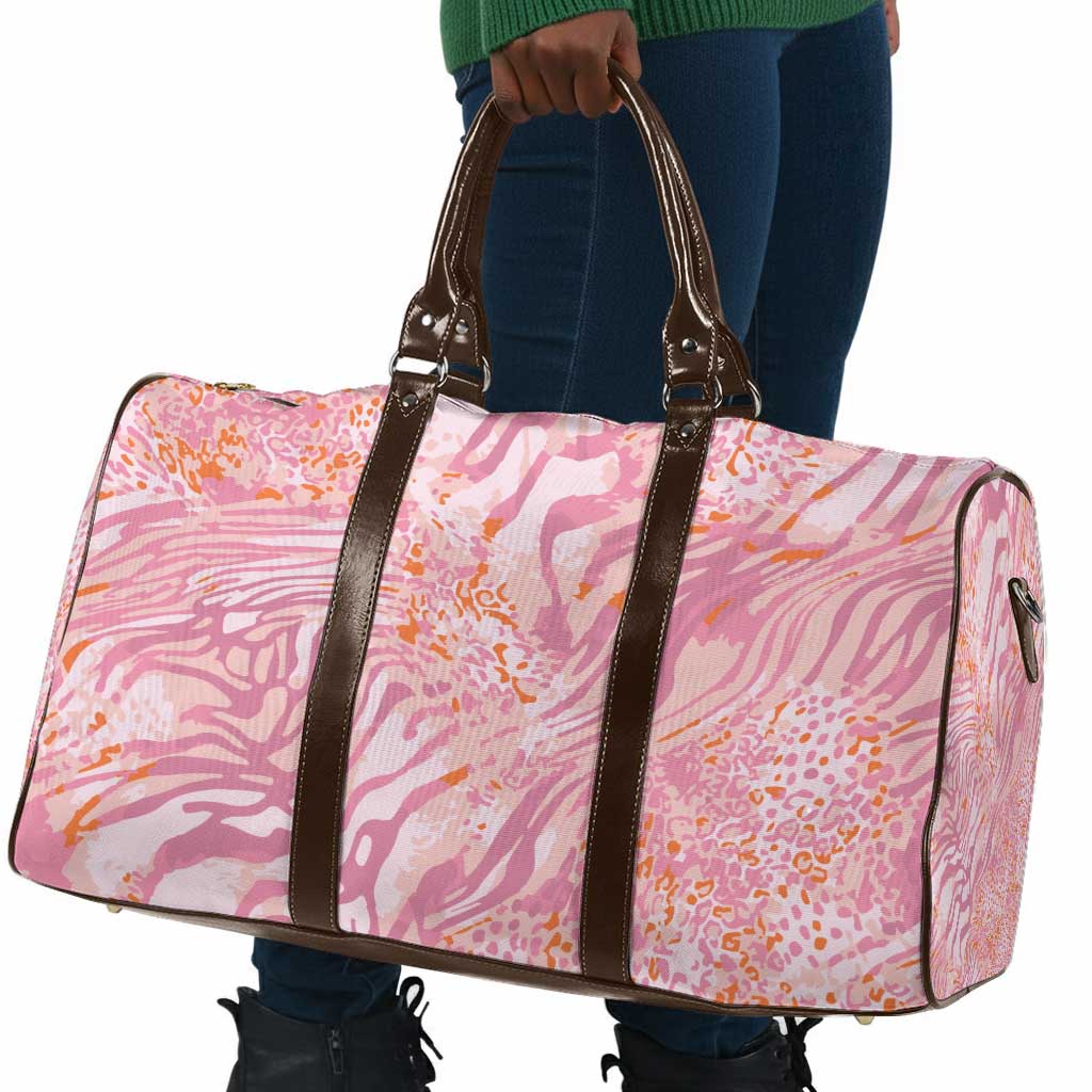 African Zebra Leopard Pattern Travel Bag Blush Savannah