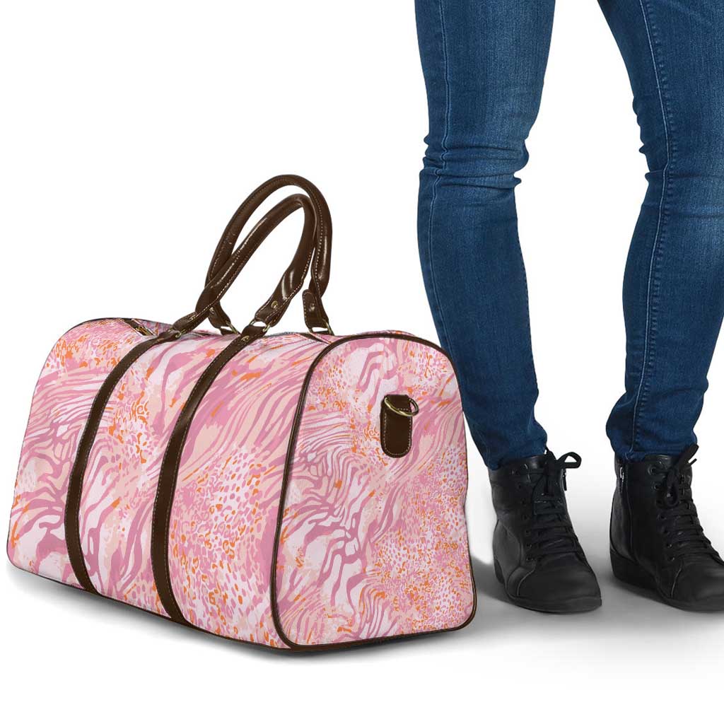 African Zebra Leopard Pattern Travel Bag Blush Savannah