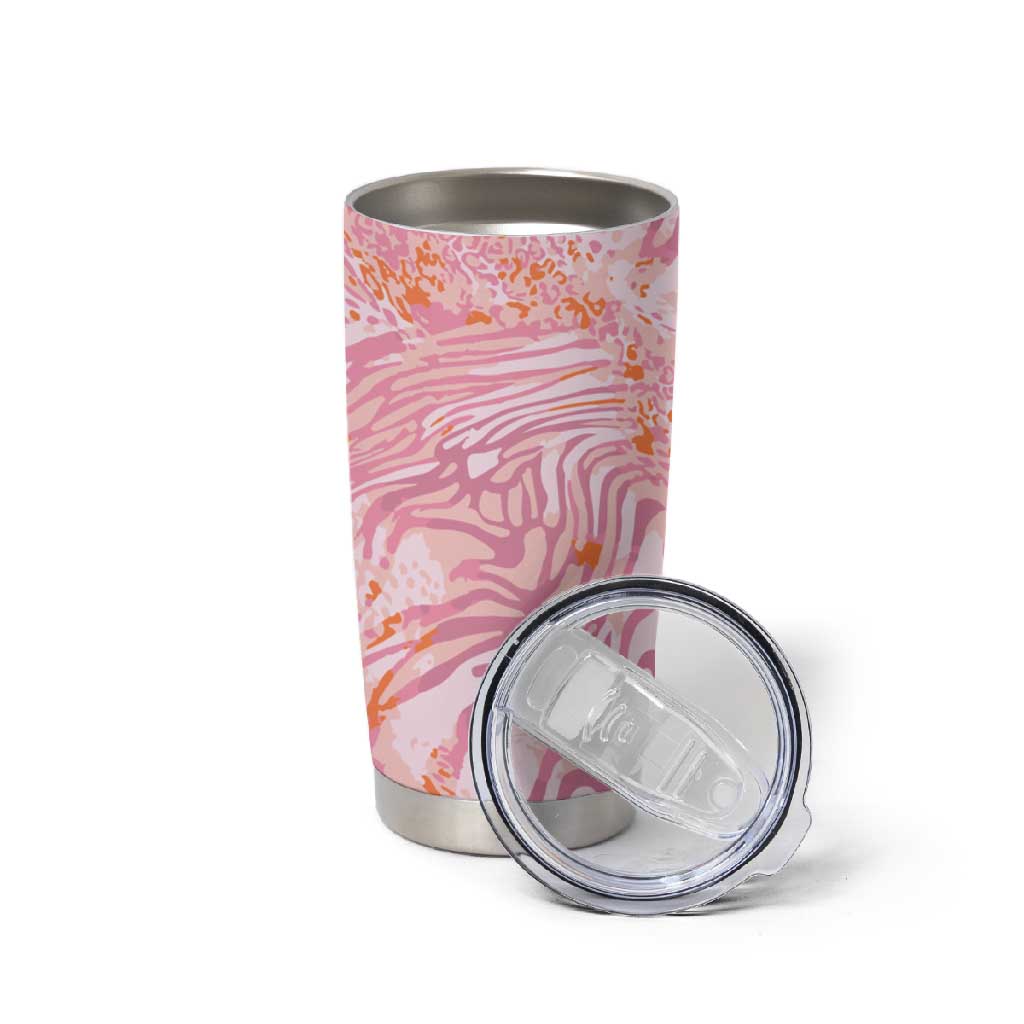 African Zebra Leopard Pattern Tumbler Cup Blush Savannah