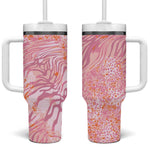 African Zebra Leopard Pattern Tumbler With Handle Blush Savannah