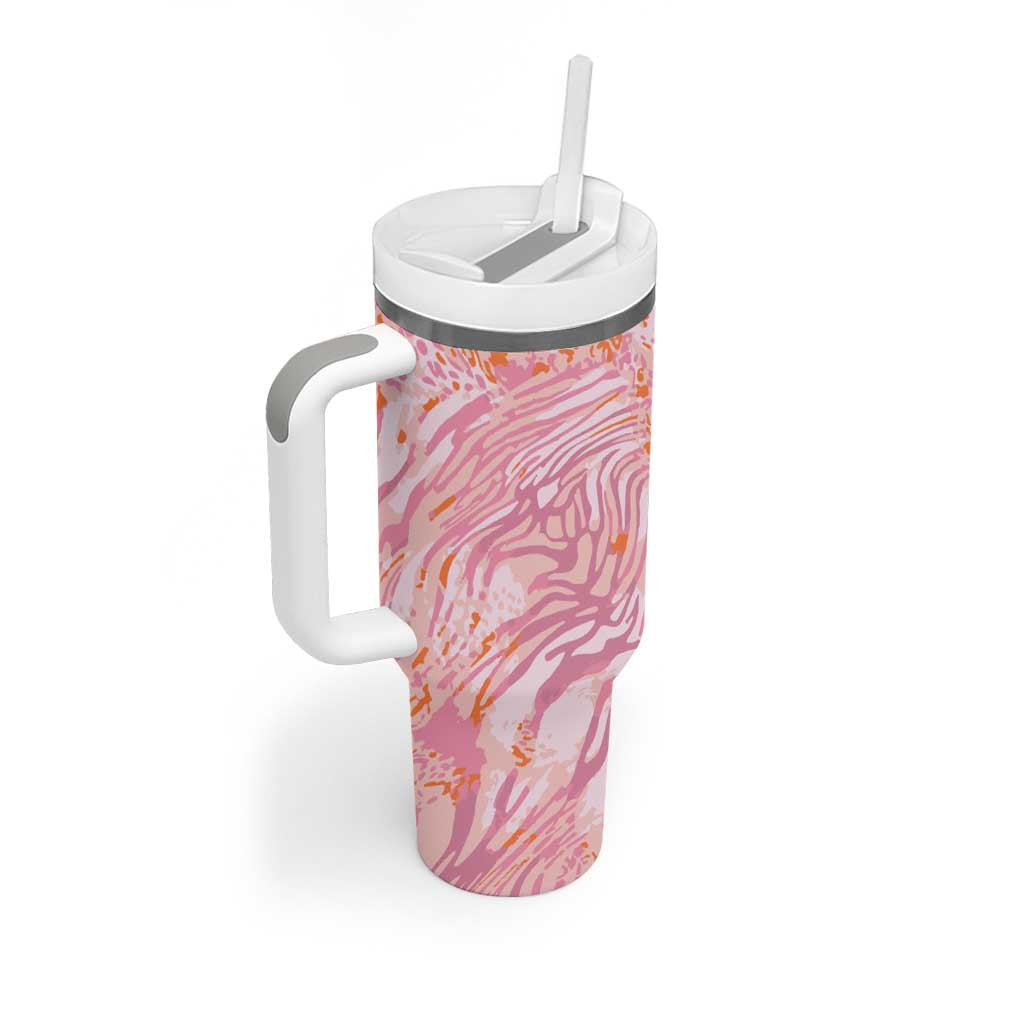 African Zebra Leopard Pattern Tumbler With Handle Blush Savannah