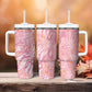 African Zebra Leopard Pattern Tumbler With Handle Blush Savannah