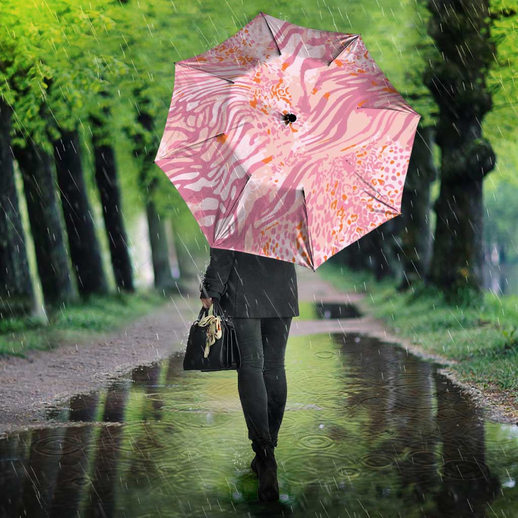 African Zebra Leopard Pattern Umbrella Blush Savannah