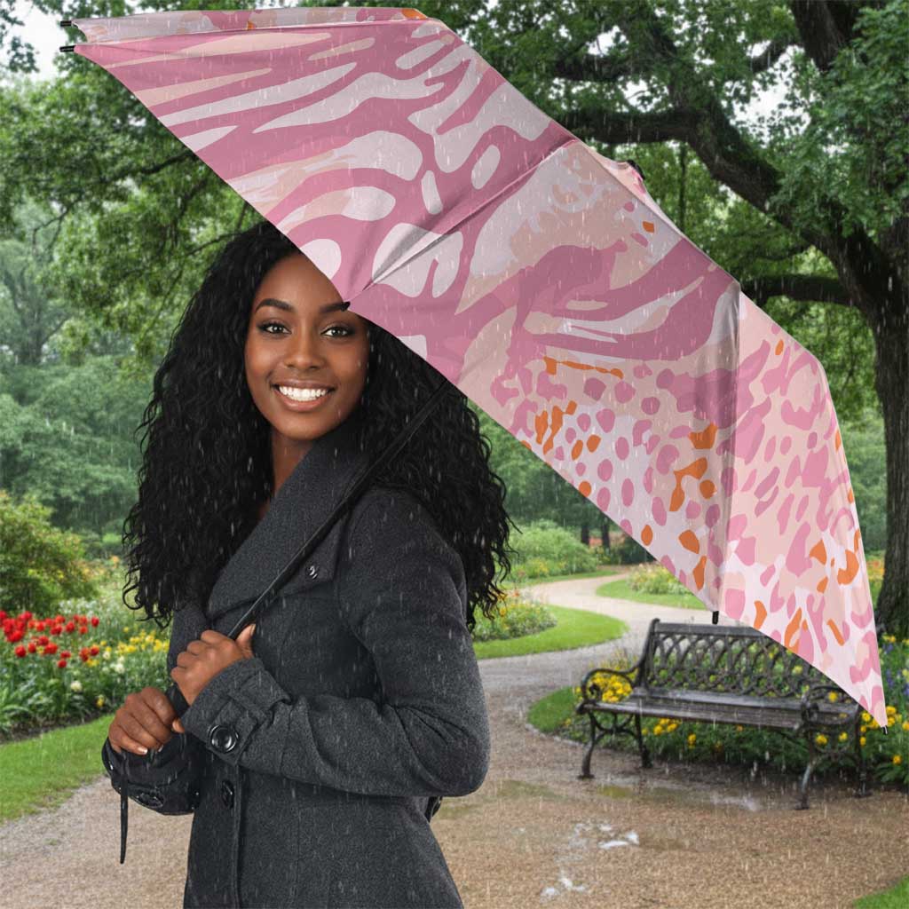 African Zebra Leopard Pattern Umbrella Blush Savannah
