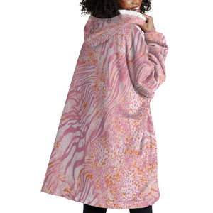 African Zebra Leopard Pattern Wearable Blanket Hoodie Blush Savannah