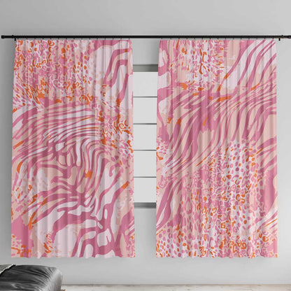 African Zebra Leopard Pattern Window Curtain Blush Savannah
