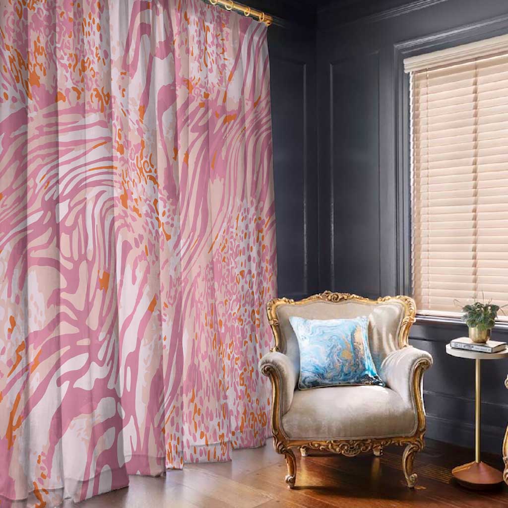 African Zebra Leopard Pattern Window Curtain Blush Savannah