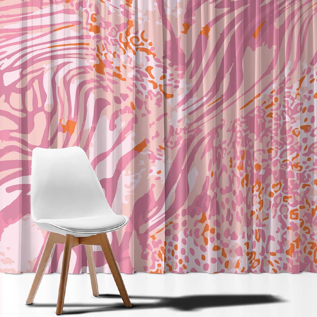 African Zebra Leopard Pattern Window Curtain Blush Savannah