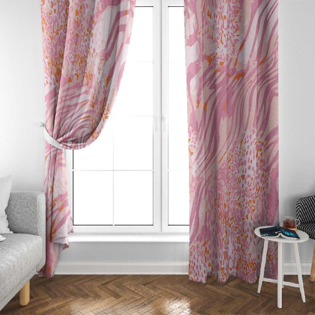 African Zebra Leopard Pattern Window Curtain Blush Savannah