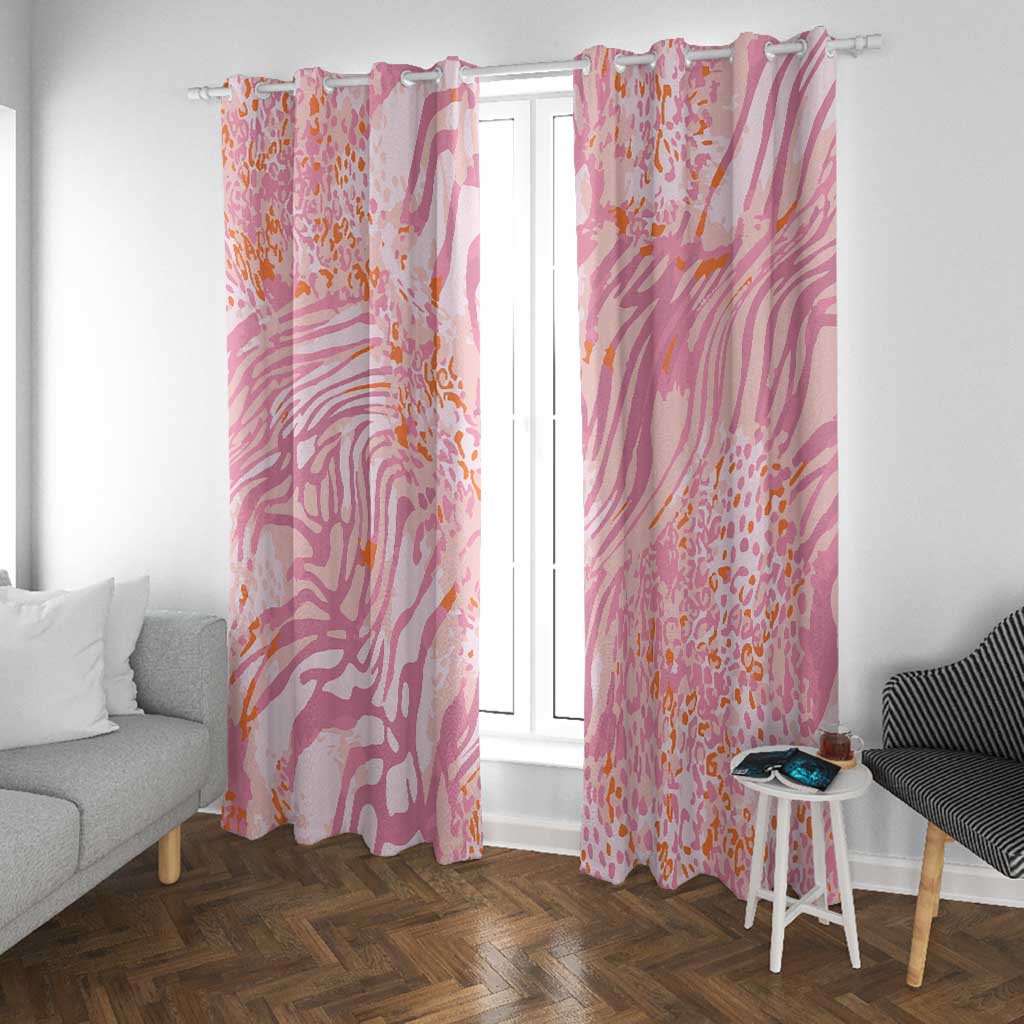 African Zebra Leopard Pattern Window Curtain Blush Savannah