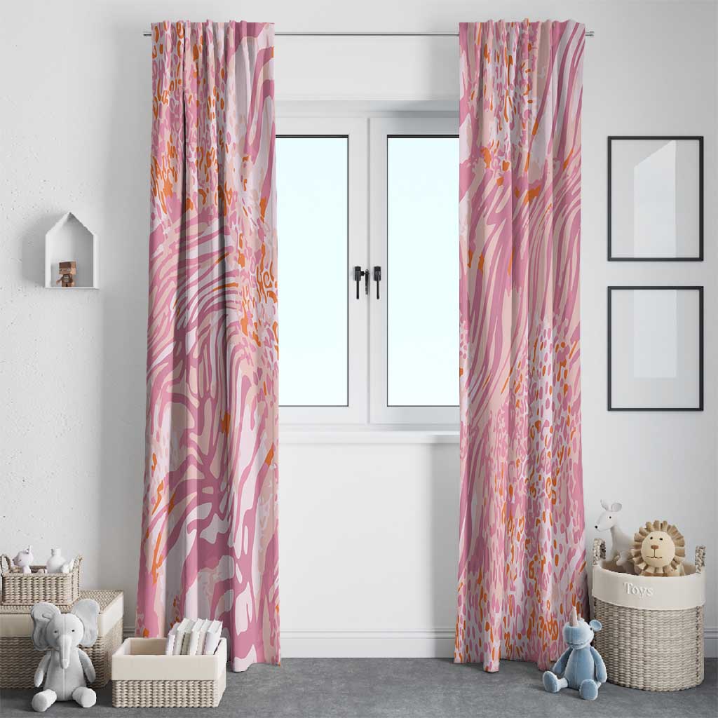 African Zebra Leopard Pattern Window Curtain Blush Savannah