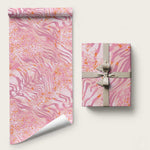 African Zebra Leopard Pattern Wrapping Paper Blush Savannah