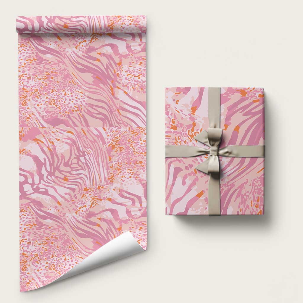 African Zebra Leopard Pattern Wrapping Paper Blush Savannah