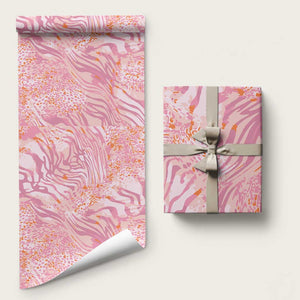 African Zebra Leopard Pattern Wrapping Paper Blush Savannah