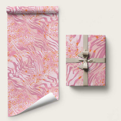 African Zebra Leopard Pattern Wrapping Paper Blush Savannah