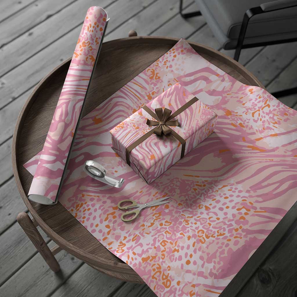 African Zebra Leopard Pattern Wrapping Paper Blush Savannah