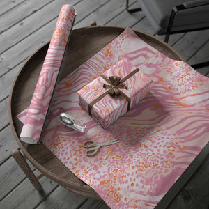 African Zebra Leopard Pattern Wrapping Paper Blush Savannah