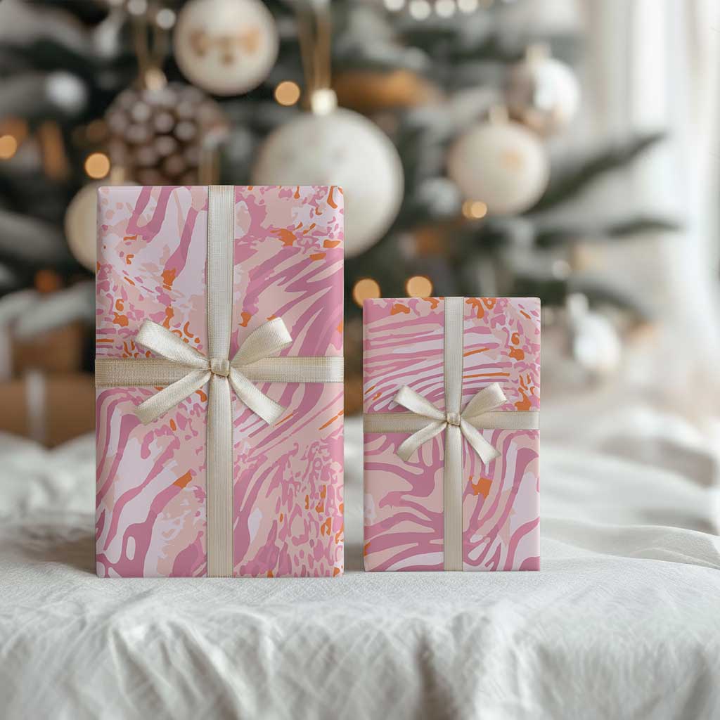 African Zebra Leopard Pattern Wrapping Paper Blush Savannah