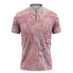 African Zebra Leopard Pattern Zipper Polo Shirt Blush Savannah