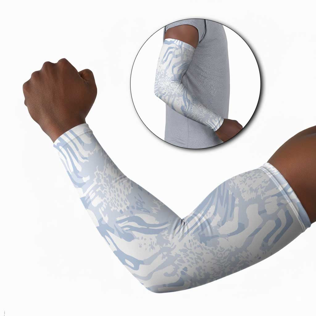 African Zebra Leopard Pattern Arm Sleeves Sky Savannah