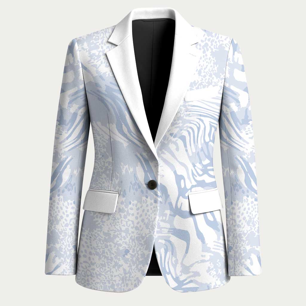 African Zebra Leopard Pattern Blazer Sky Savannah