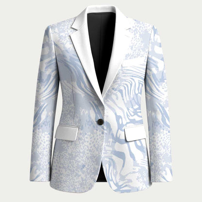 African Zebra Leopard Pattern Blazer Sky Savannah