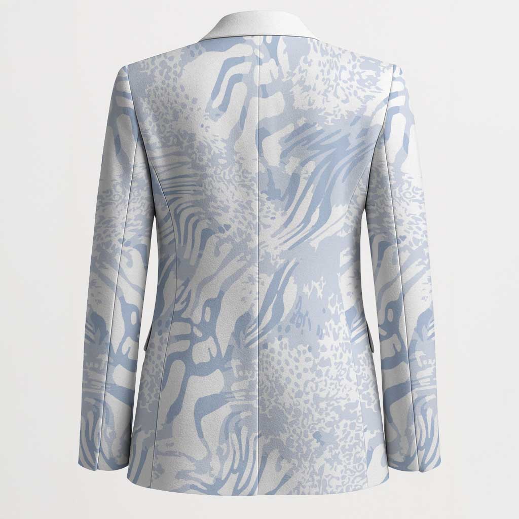 African Zebra Leopard Pattern Blazer Sky Savannah