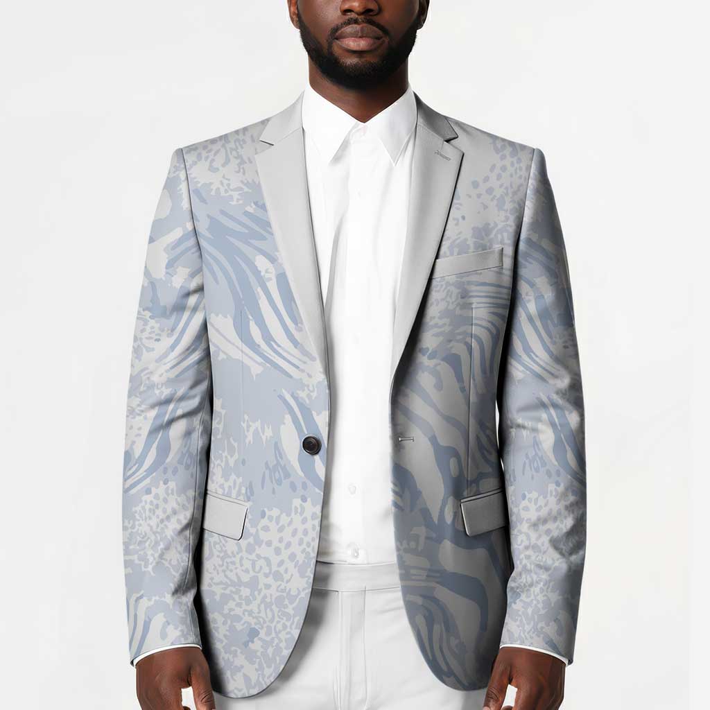 African Zebra Leopard Pattern Blazer Sky Savannah