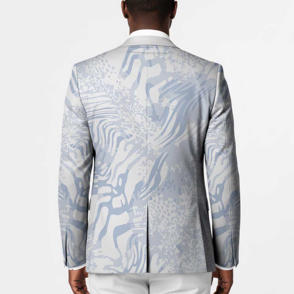 African Zebra Leopard Pattern Blazer Sky Savannah