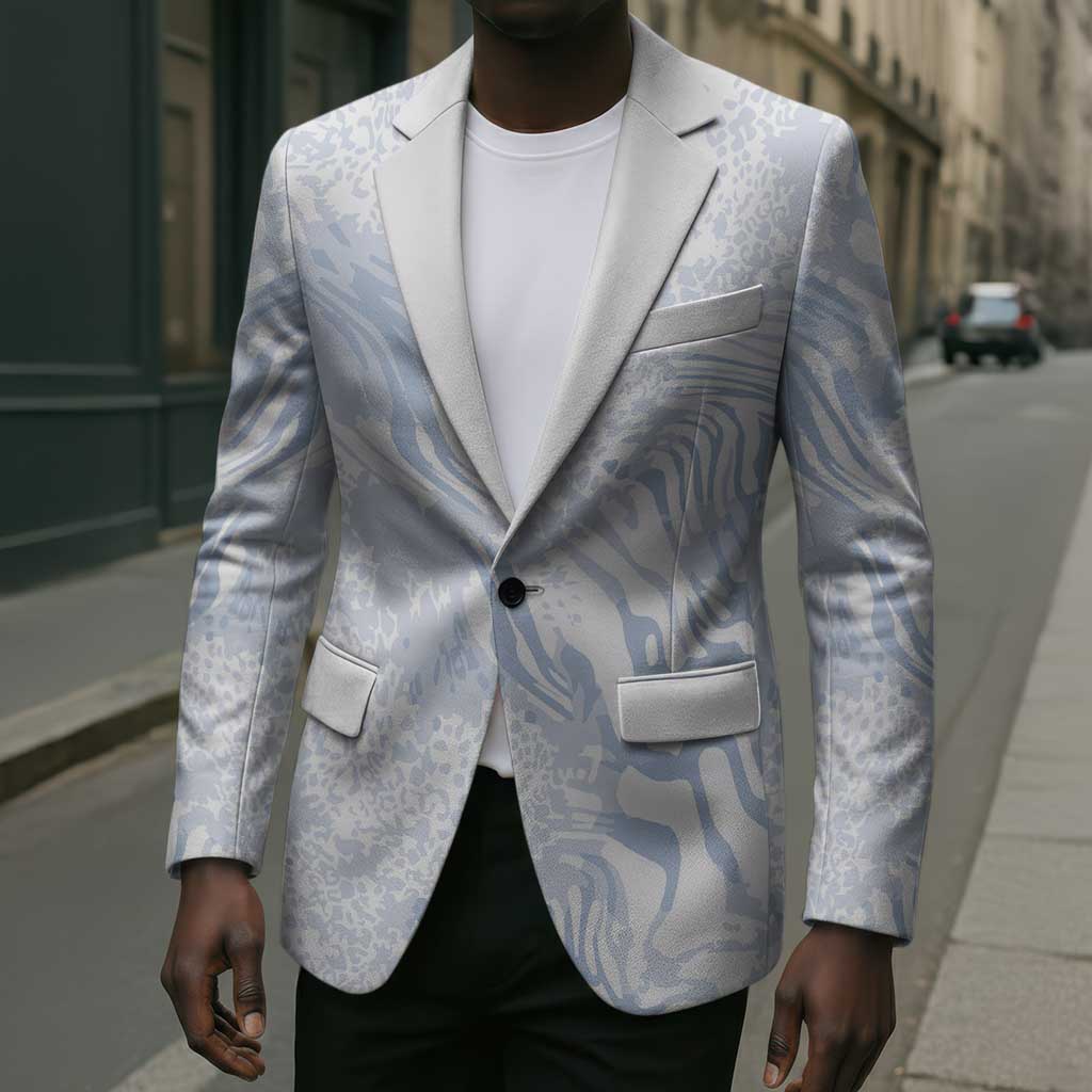 African Zebra Leopard Pattern Blazer Sky Savannah