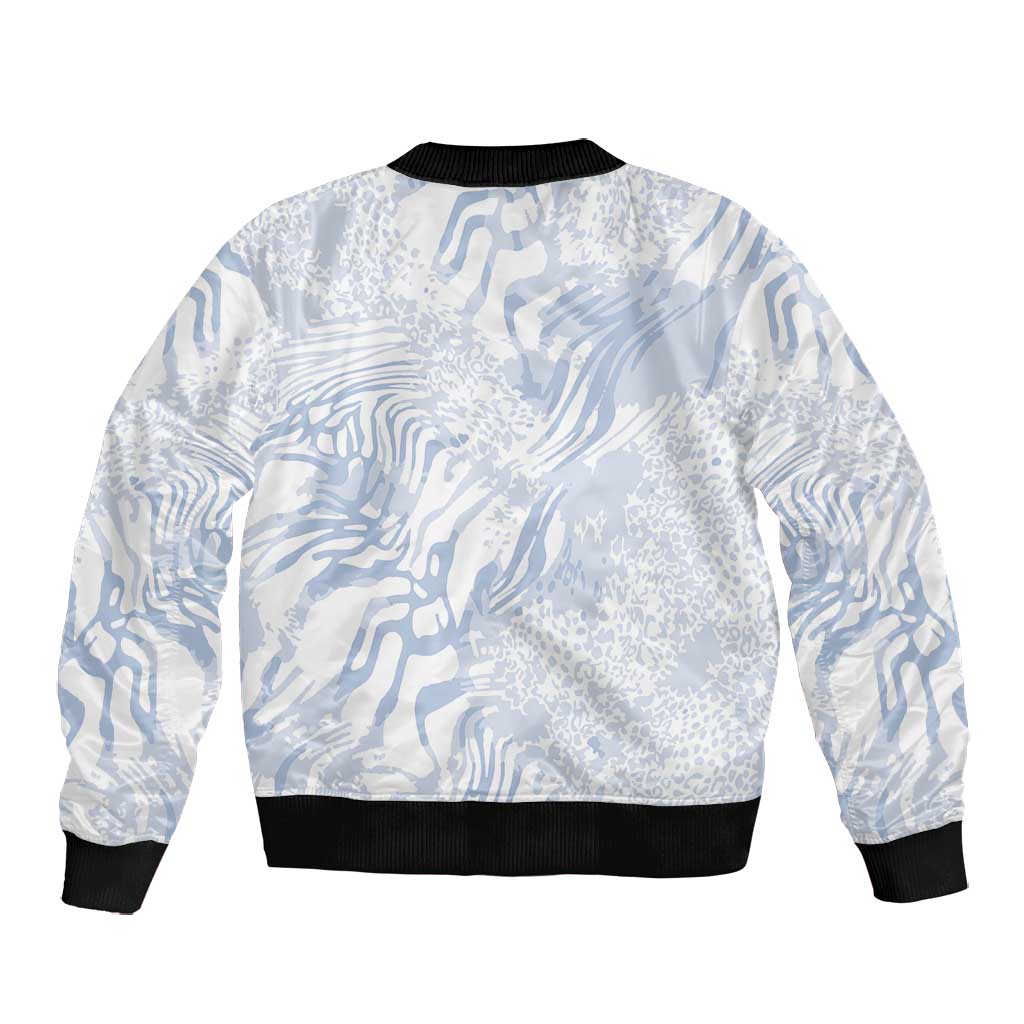 African Zebra Leopard Pattern Bomber Jacket Sky Savannah